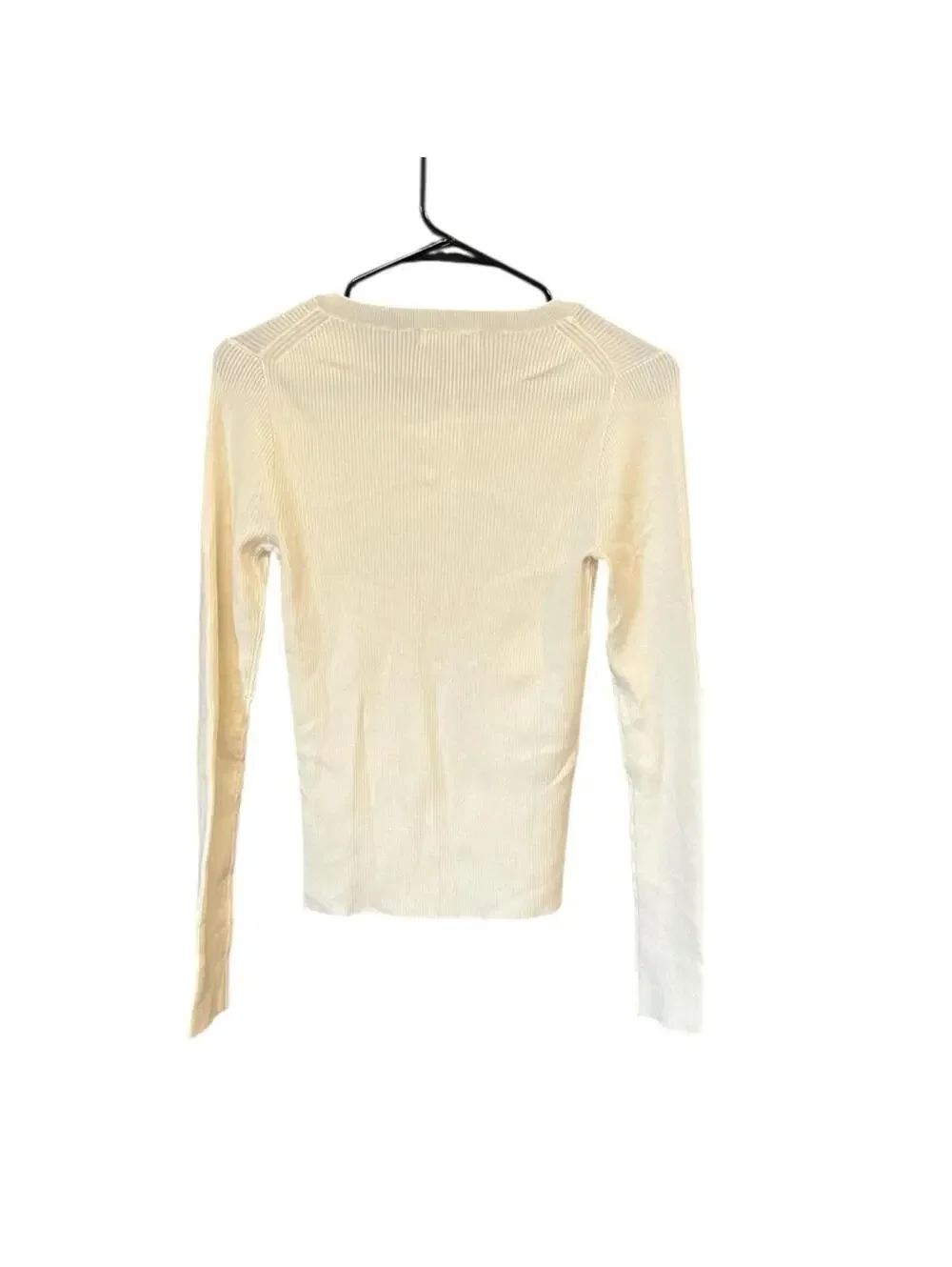 J.Crew Ribbed Henley Top Women’s Small Ivory Long Sleeve Stretch Knit Classic